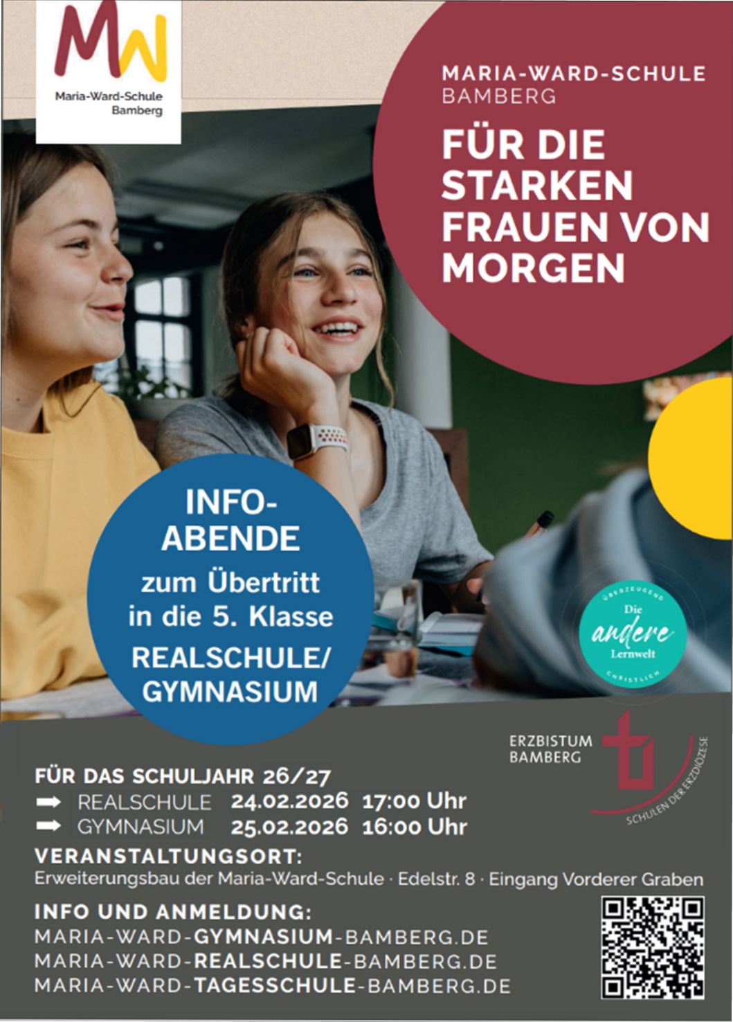 Flyer Infoabende Maria-Ward-Schule Bamberg