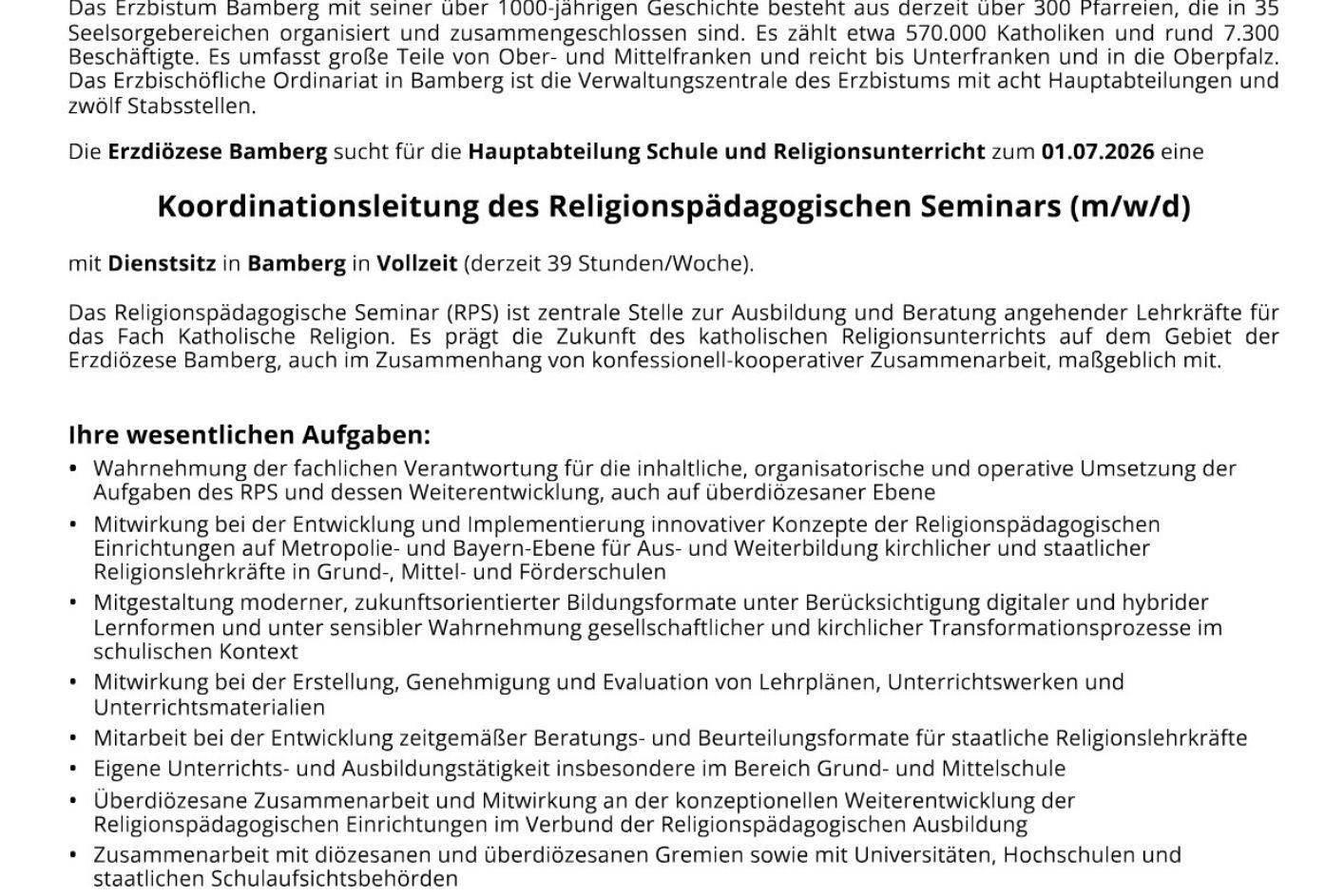 Stellenausschreibung Koordinationsleitung